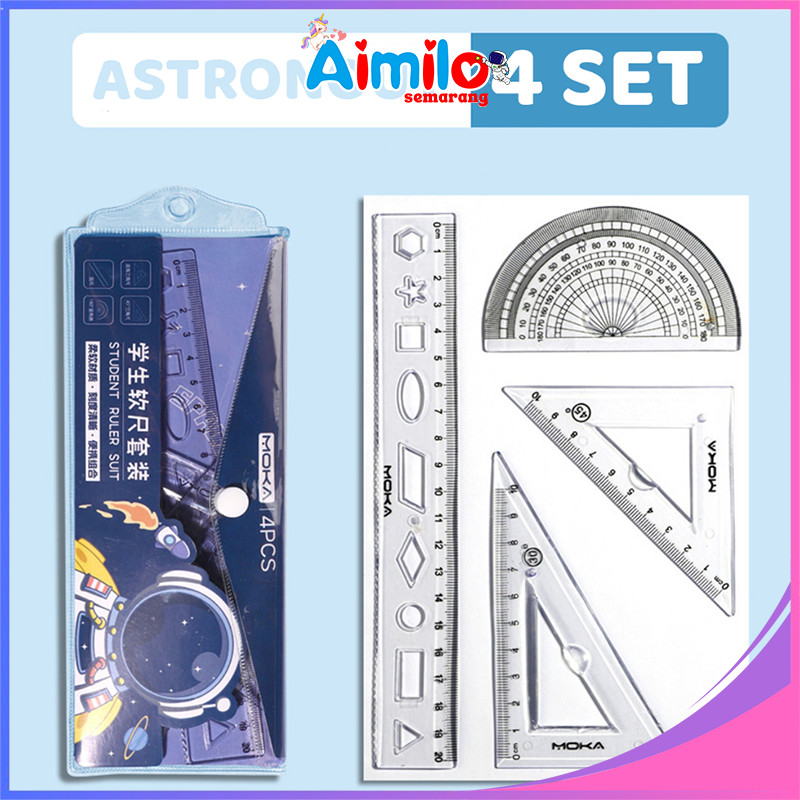 

Aimilo Penggaris Segitiga Busur dan Lurus Fancy Anak / Premium Ruler