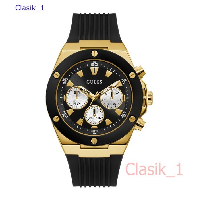 Original 100% GUESS GW0057G1  POSEIDON Jam Tangan Pria  BLack Gold