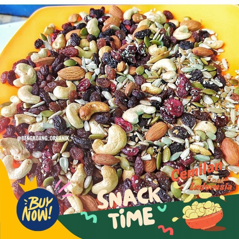 

Special Diskon SUPER TRAIL MIX 1Kg - Almond, Cranberry, Pumpkin Seed, Cashew, Raisin, Sunflower Seed