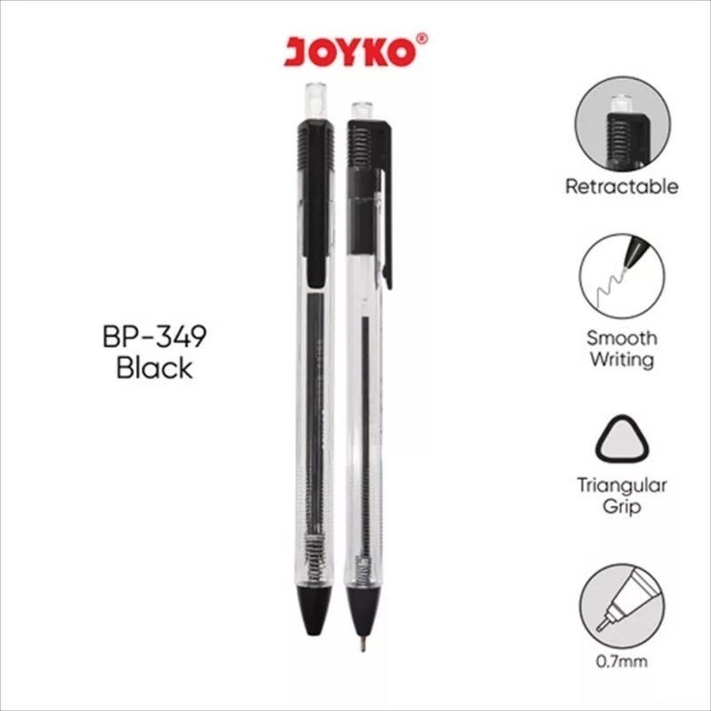 

[RP] Pulpen Joyko BP-349 Vokus Trans 0.7mm / Ball Poin Bolpoin Pena Hitam Joyko