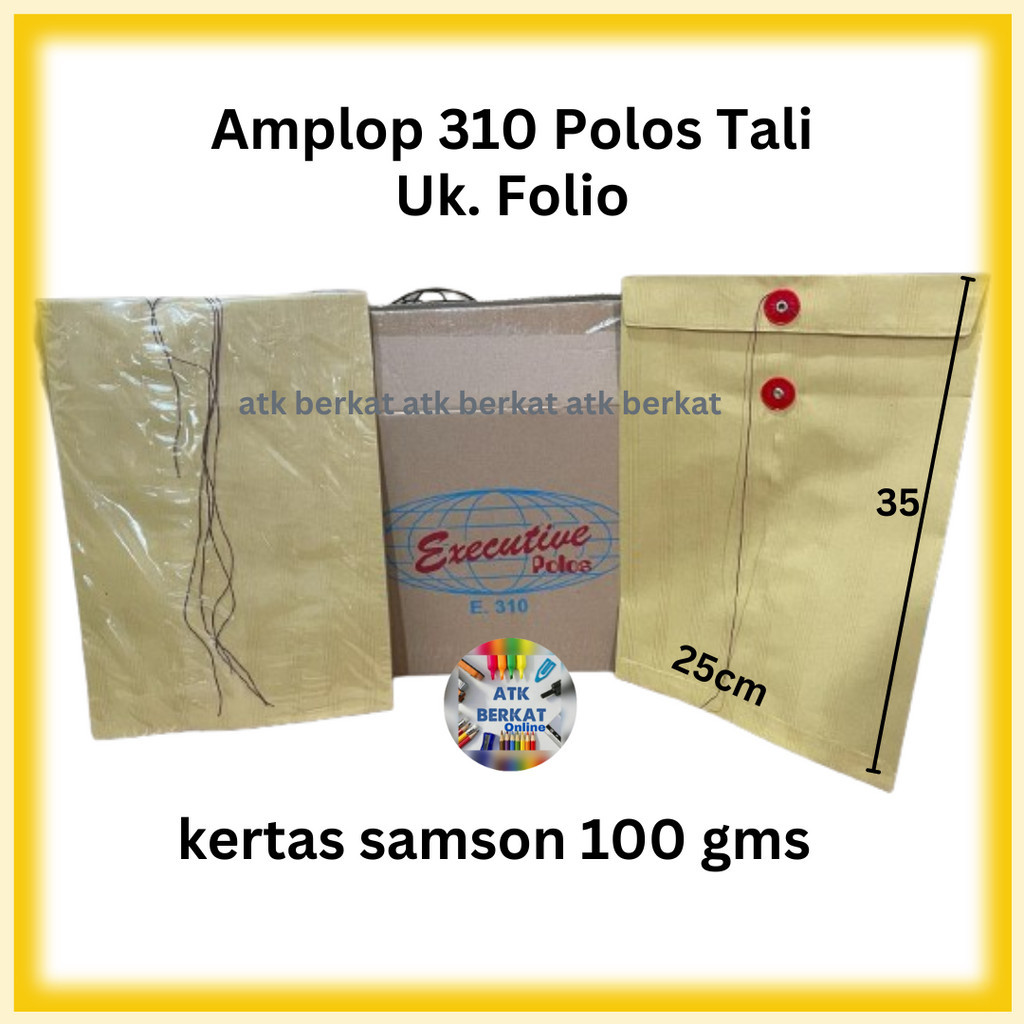 

Amplop coklat Tali POLOS 310 Uk. Folio F4 isi 50 pcs
