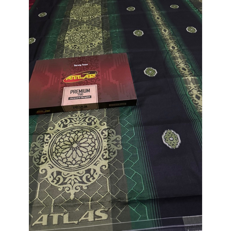 Sarung Atlas Premium 790 Jacquard Songket Special Hitam Putih Abu GOLD SILVER | SARUNG ATLAS SONGKET