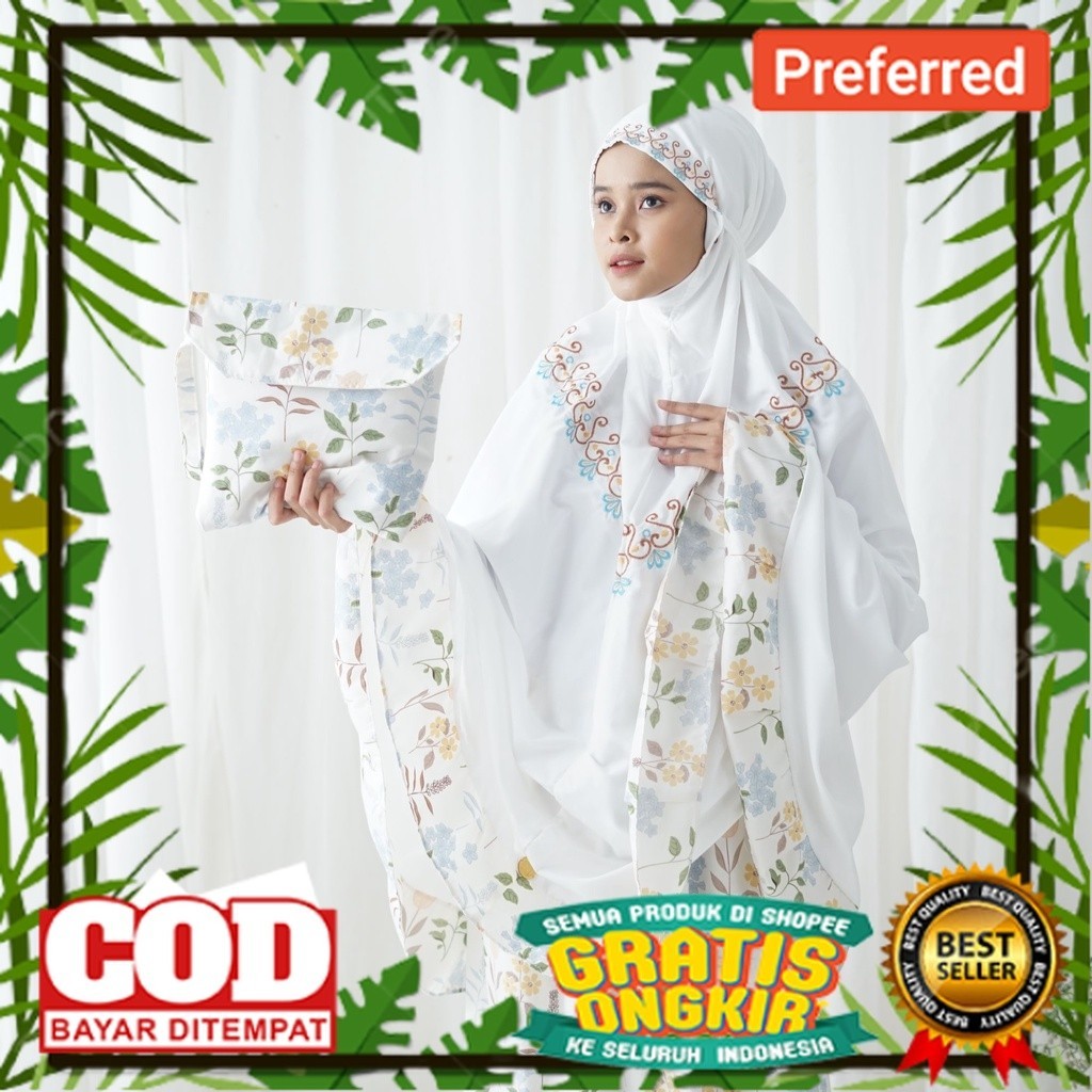 Mukena Santri Gontor - Hafshah Series Putih Krem Coklat Biru / Mukena Bordir Santriwati Gontor / Muk