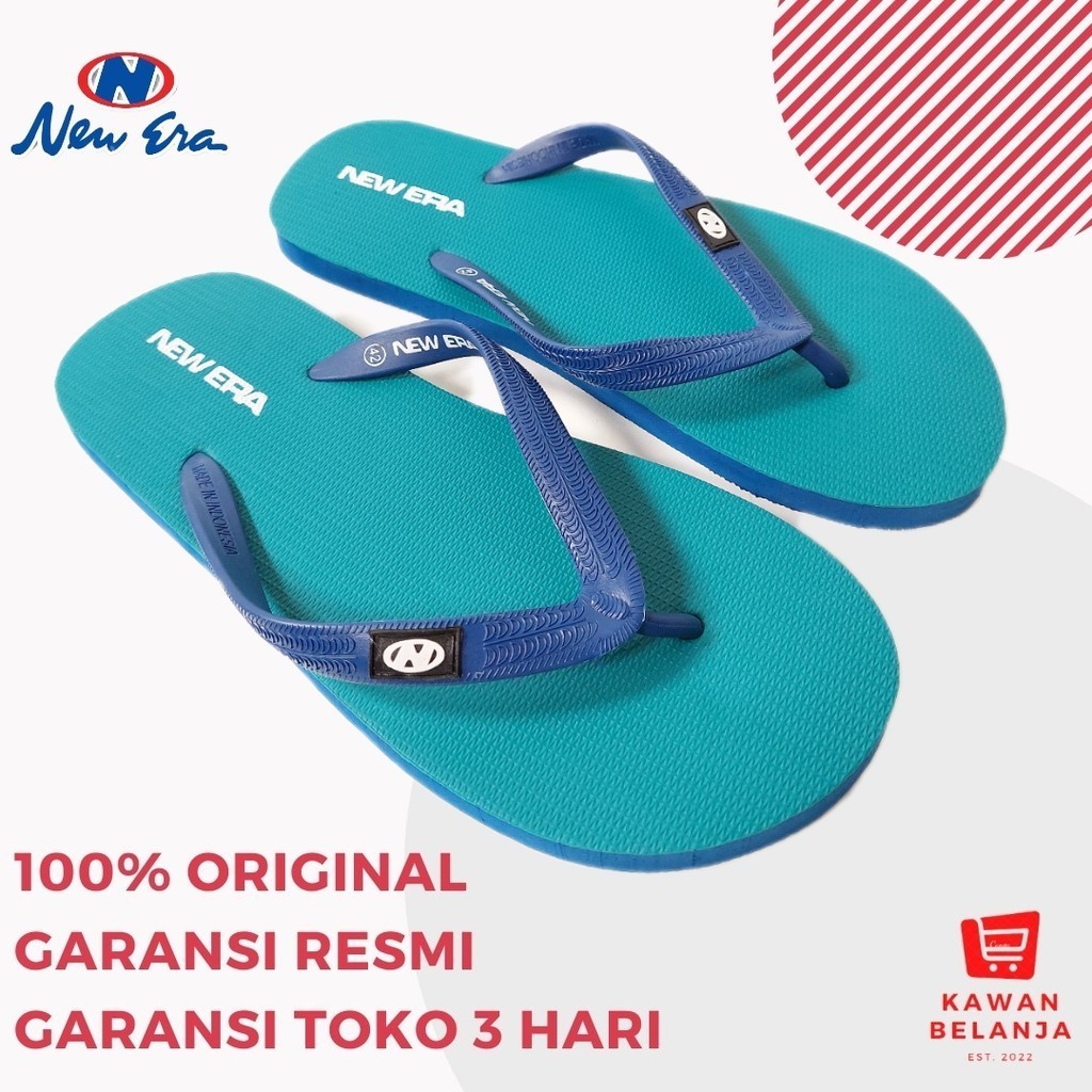 Sandal Jepit Karet New Era Flipo Merah Hitam Tosca Biru Coklat Pria Laki-Laki
