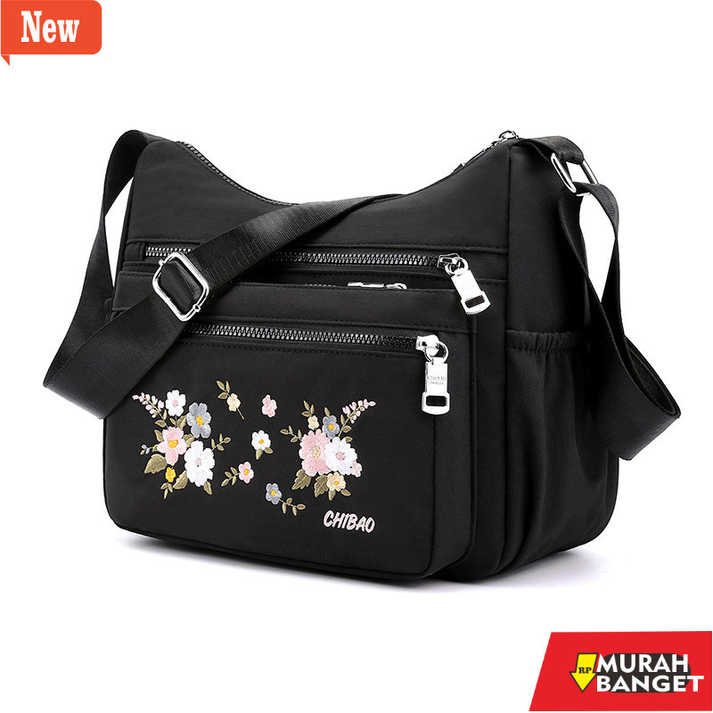 Tas buat lebaran- TAS SELEMPANG WANITA IMPORT CHIBAO BORDIR BUNGA 17#