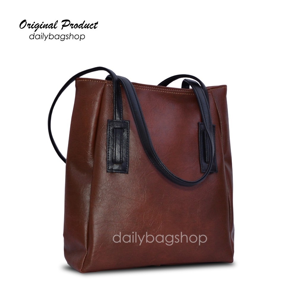 tas spesial lebaran- Tas Tote Bag Ootd Wanita Remaja Kekinian Kulit Sintetis Semi Glossy Daily Aika 