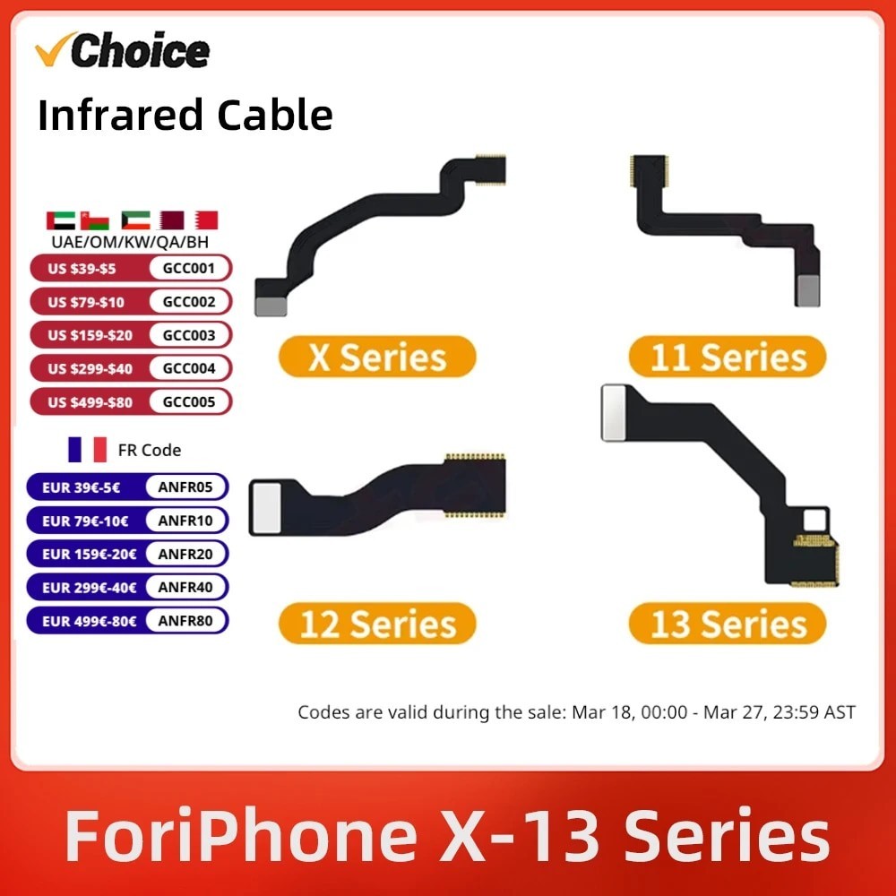 JCID Infrared FPC Flex Cable Face ID Dot Matrix For iPhone 11 12 13 Pro X XR XS MAX For Camera Infra