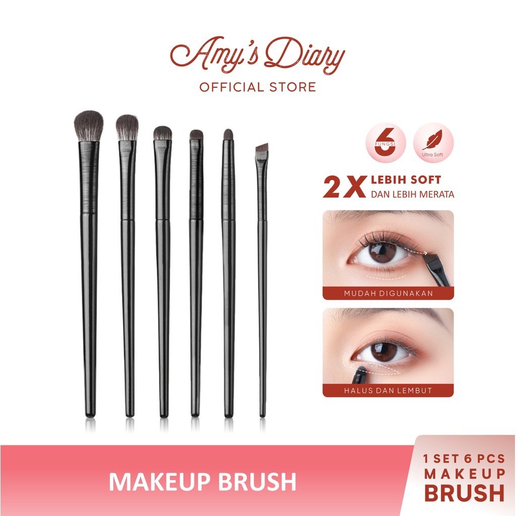 AMY'S DIARY 6 Pcs Set Kuas Makeup Brush Eyeshadow