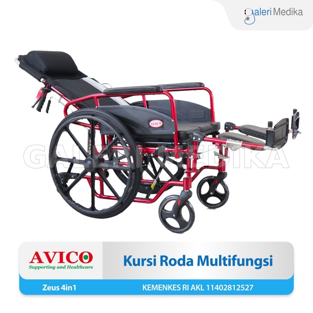Kursi Roda Multifungsi - Avico Zeus 4in1 Kursi Roda Aluminium