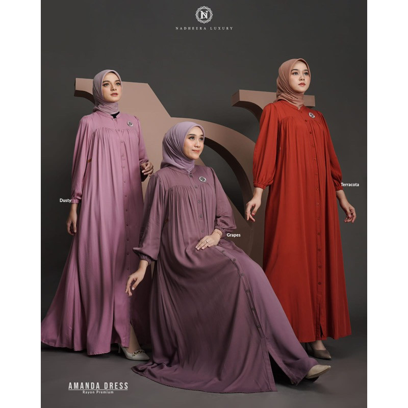 PROMO // AMANDA DRESS NADHEERA LUXURY // Baju Gamis Wanita Terbaru 2023 // Gamis Cantik