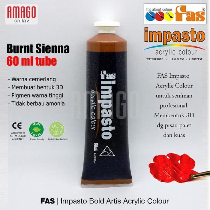 

Cat Akrilik Lukis FAS Impasto Acrylic Professional Paint - 60 ml - Burnt Sienna