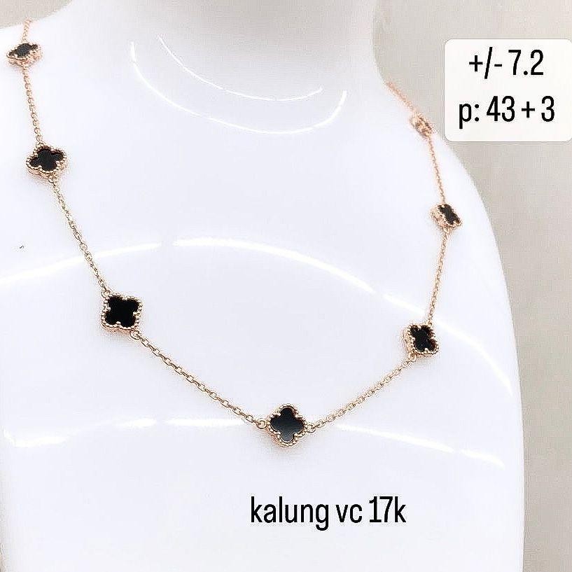 Set cincin anting kalung anak dan dewasa e asli  70 75 16k 17k van vc roseg clover hitam  gelang ser