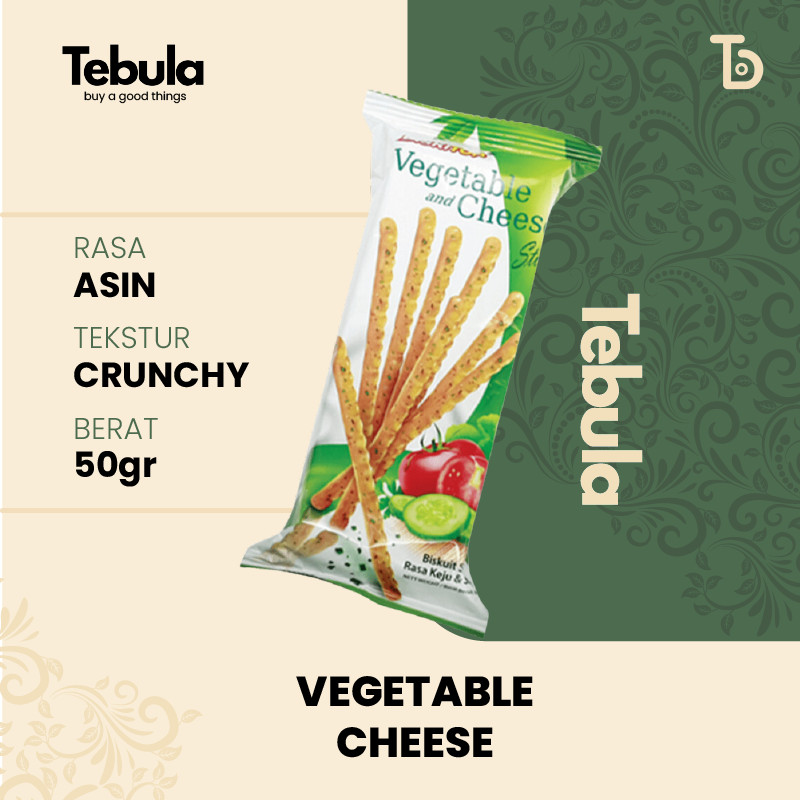 

[ TEBULA ]- BISKITOP VEGETABLE STICK 50g Biskuit Anak Dewasa Enak Renyah Biscuit Stik Rasa Sayuran Keju