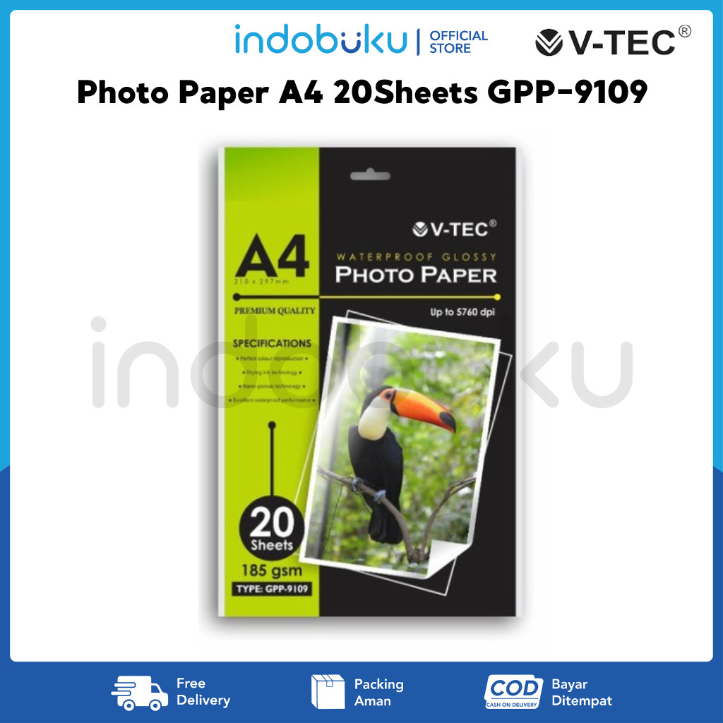 Glossy  Photo Paper A4 V-Tec Photo Paper A4 185 Gsm Type GPP-9109