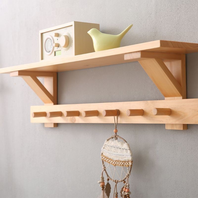Rak Dinding Multifungsi Hook Self Bahan Kayu Solid rak gantung,gantungan kunci,gantungan baju