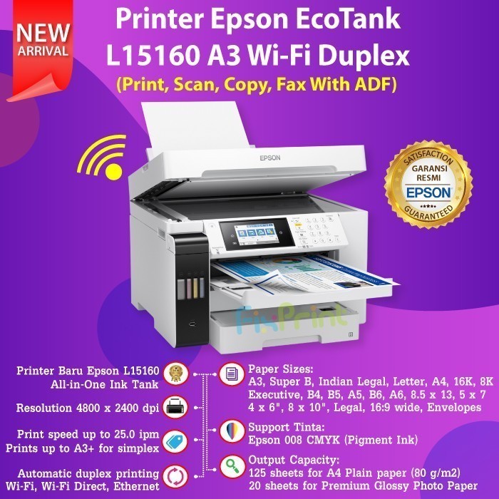 promo terbaru Printer Epson EcoTank L15160 A3 Wi-Fi Duplex All in one Ink Tank ADF