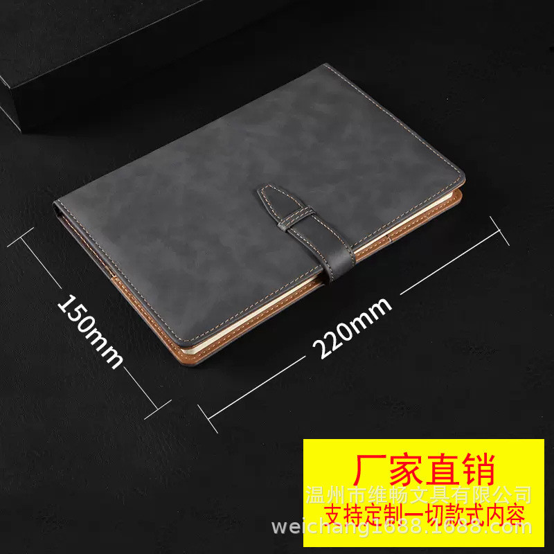 

A5 Notebook Sederhana Bisnis Buku Harian B5 Catatan Diskusi Permukaan Kulit dengan Gesper Bekerja Catatan Catatan Logo Cetak