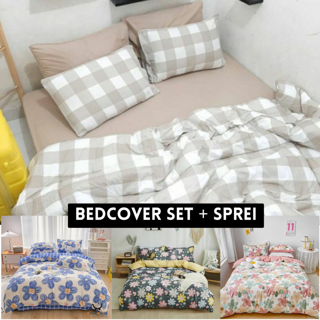 BEDCOVER SET MOTIF AESTHETIC EMILY FLORAL FRUITY ANAK / Bedcover Set Sprei Aesthetic Korea / FREE TA