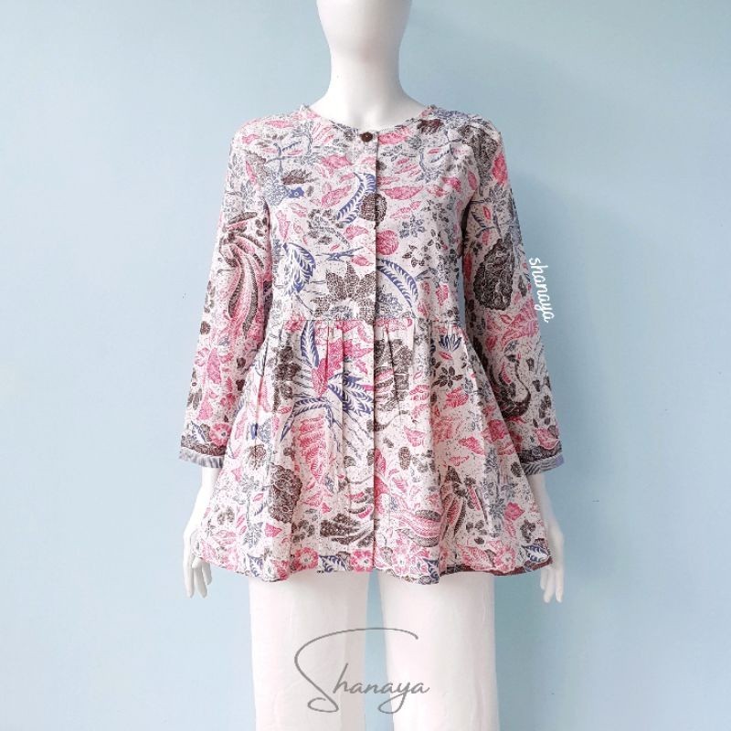 Shanaya Batik Blouse Semi Peplum 3 Negeri Blus batik kerja Cantik Modis Elegan termurah