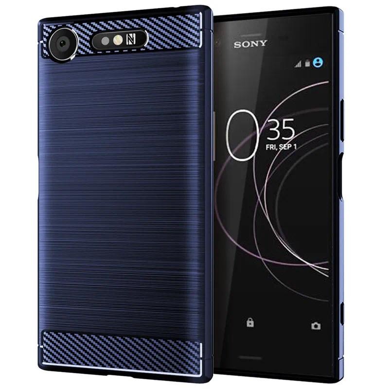 Casing HP Sony Xperia XZ1 Compact XZ1mini Phone Sony Xperia XZ1 Mini Casing TPU Tekstur Serat Karbon