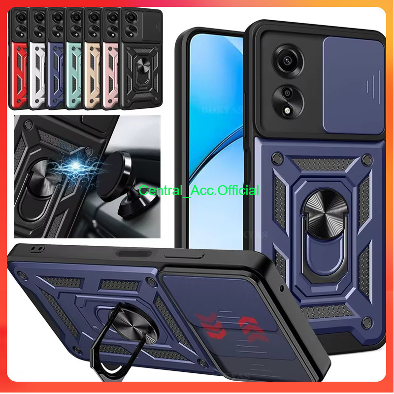 C [ OPPO A60 4G ] CASING ARMOR TRANSFORMER RING STAND SLIDE CAMERA