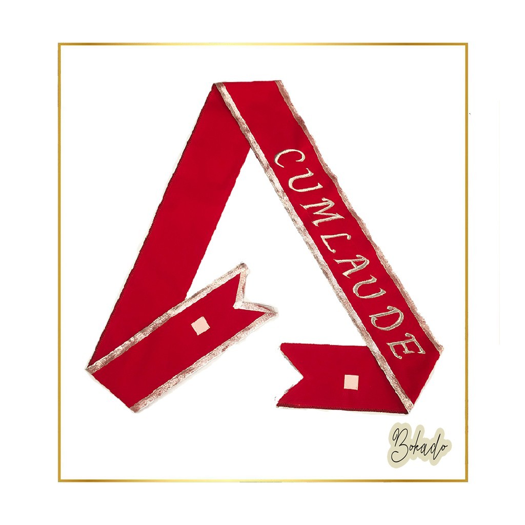 Selempang Wisuda Bordir Bahan Beludru 2 Lapis + Lis Pinggiran Pita Selempang Wisuda