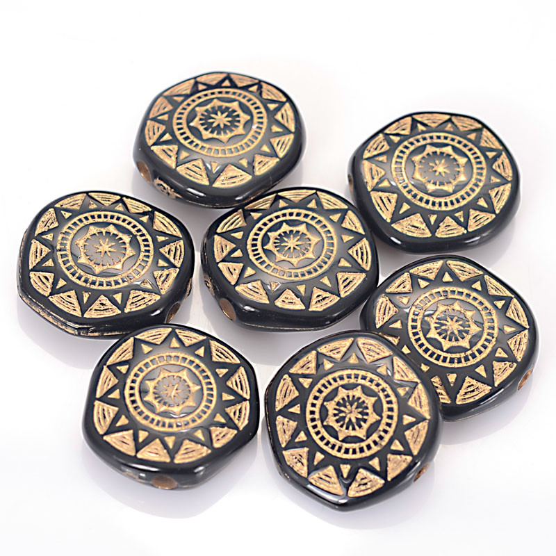 

50Pcs 18MM Plating Acrylic Flat Round Shape Sun Chakra Talisman Plastic Antique Design Spacer Charm Beads For Diy Jewelry Making