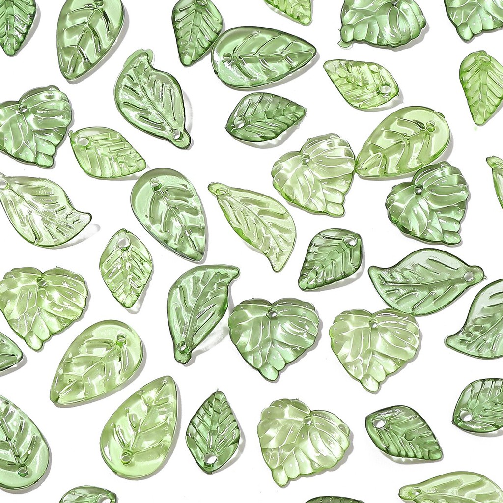 

100pcs Acrylic Mini Small Tree Leaf Hand Beaded DIY Handmade Necklace Earrings Loose Bead Separated Bead Jewelry Accessory Mater
