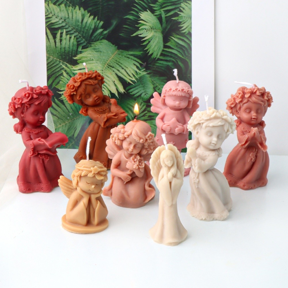 

3D Angle Wings Girl Candle Silicone Mold Dancing Flower Female Doll Plaster Resin Candle Making Kit Wedding Decora Handmade Gift