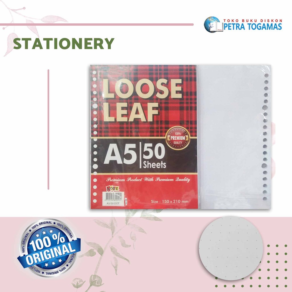 

KERTAS/ KERTAS BINDER/ LOOSE EAF HORE A5-50 TITIK 62234292