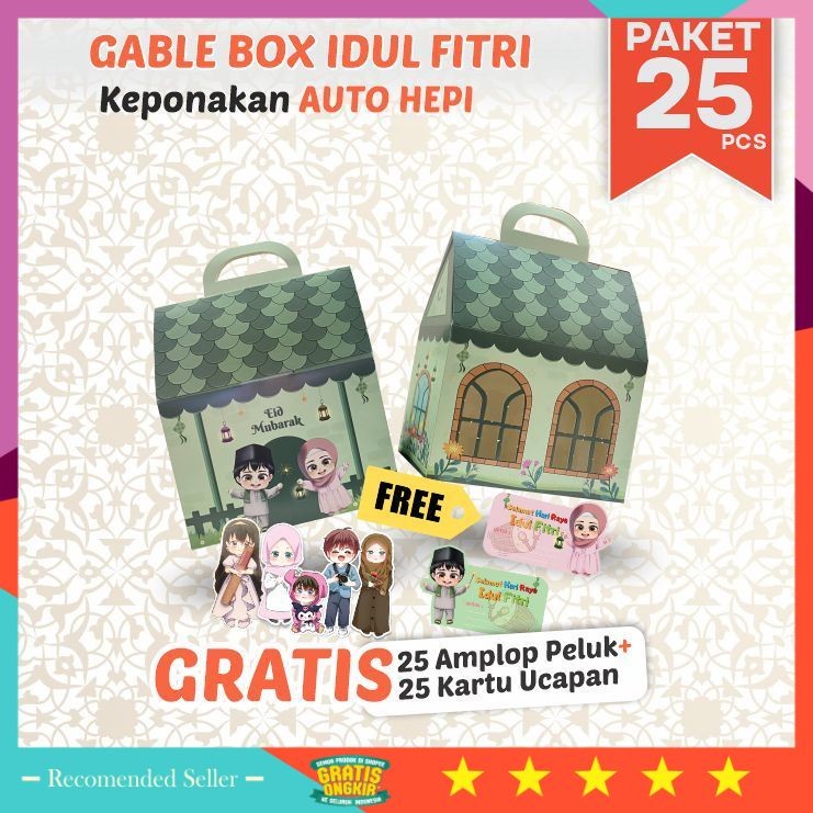 

Hampers Wedding Anniversary Wisuda Keren Unik / 25 pcs Gable Box Hampers Lebaran Idul Fitri Anak Ponakan – Motif Rumah