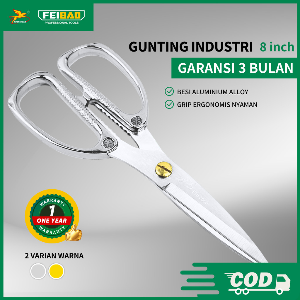 

Feibao Gunting Industri Stainless 8 Inch / Heavy Duty Scissor 200mm / Gunting Multifungsi / F10-3050