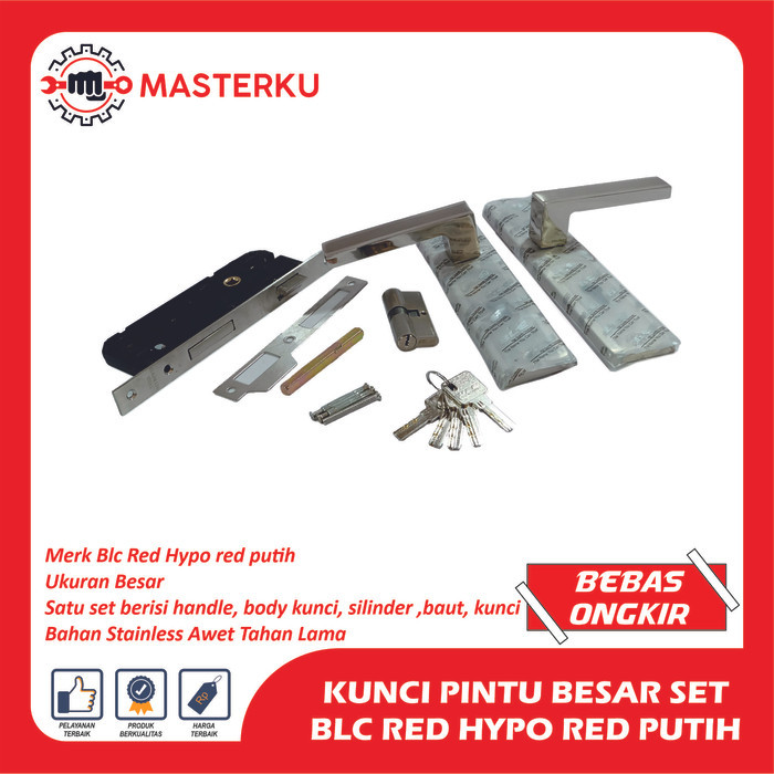 KUNCI PINTU BESAR SET BLC RED HYPO RED PUTIH / KUNCI PINTU / HANDLE PINTU