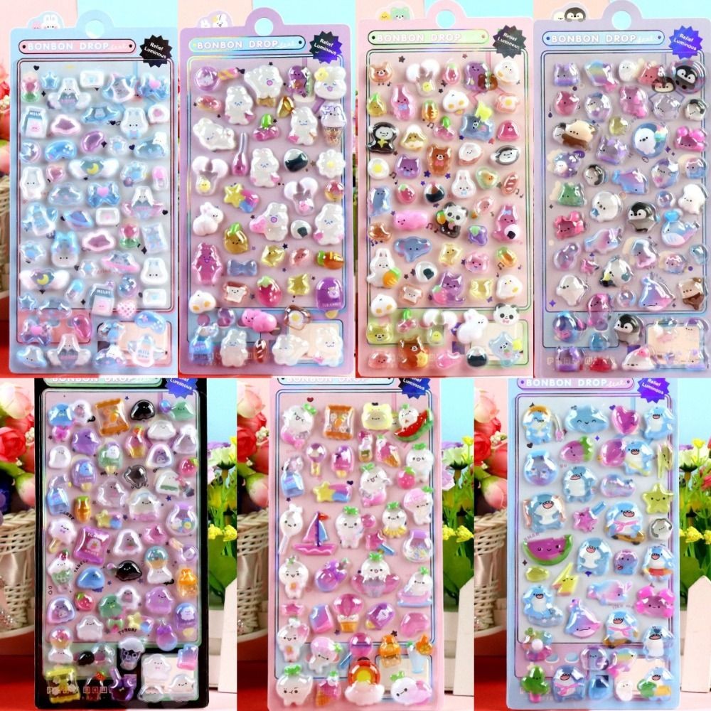 

DIY 3D Relief Stickers Transparent Waterproof Animal Sticker Multi-color Hand Tent Crystal Stickers Mobile Phone Decoration
