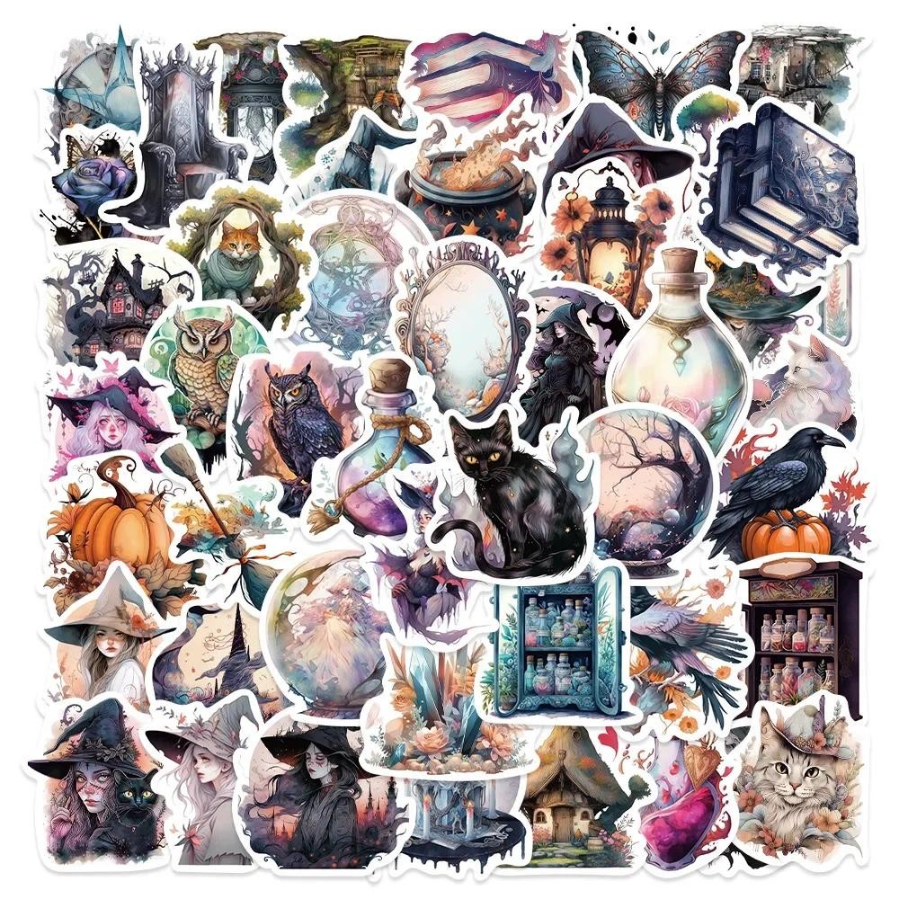 

10/30/50Pcs Retro Magic Witch Waterproof Graffiti Sticker Decorative Luggage Laptop Phone Skateboard Guitar Scrapbook Sticker