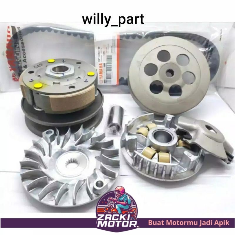 Paket Cvt Lengkap Rumah Roller Assy Set + Pully Assy + Kipas + Vanbelt Mio J Mio soul GT 115 Mio GT 