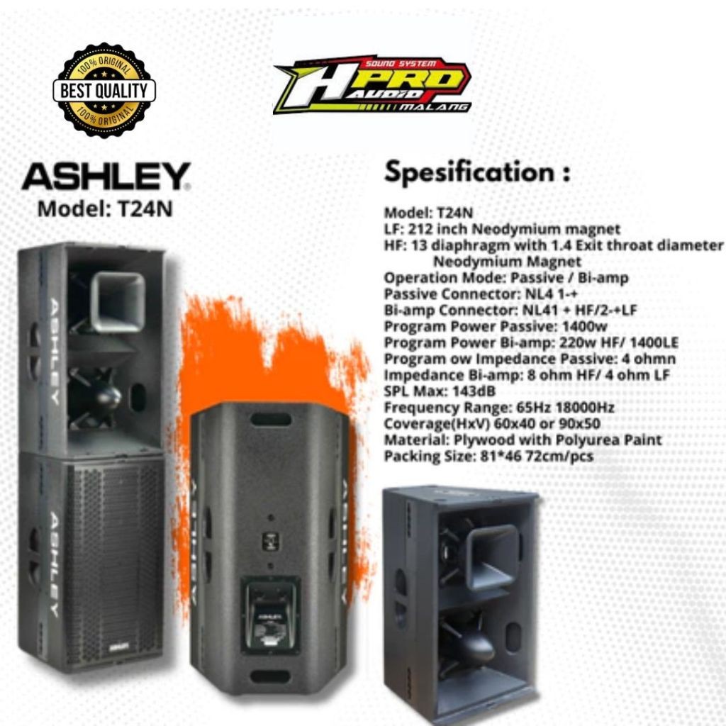 ORIGINAL Ashley Speaker Ashley T24N Original Hpro X Brewog
