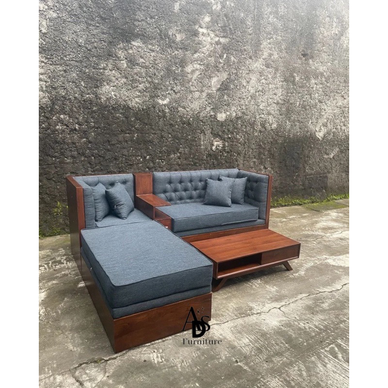 SET KURSI TAMU SOFA KAYU JATI KURSI SOFA TAMU MINIMALIS MEJA TAMU