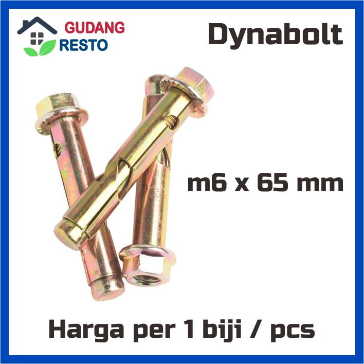 Dynabolt m6x65 dinabol m6 x 65mm Baut Tembok Beton bor 6 mm panjang 65 mm Ecer Grosir Dus Box Karton
