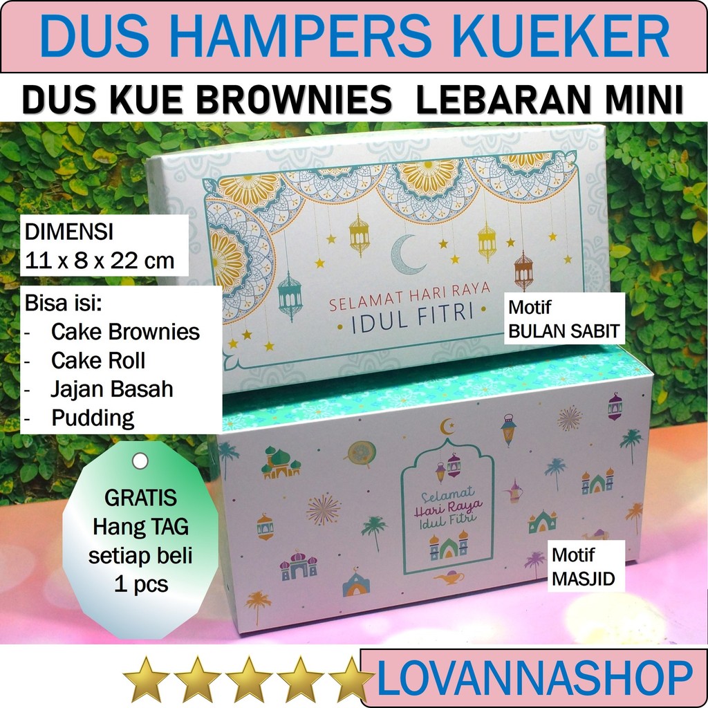 

Box Dus kotak Kue Lebaran 22 x 11 x 8 cm idul Fitri kardus hampers kue kering hantaran roti pastry brownies bolu free hang tag