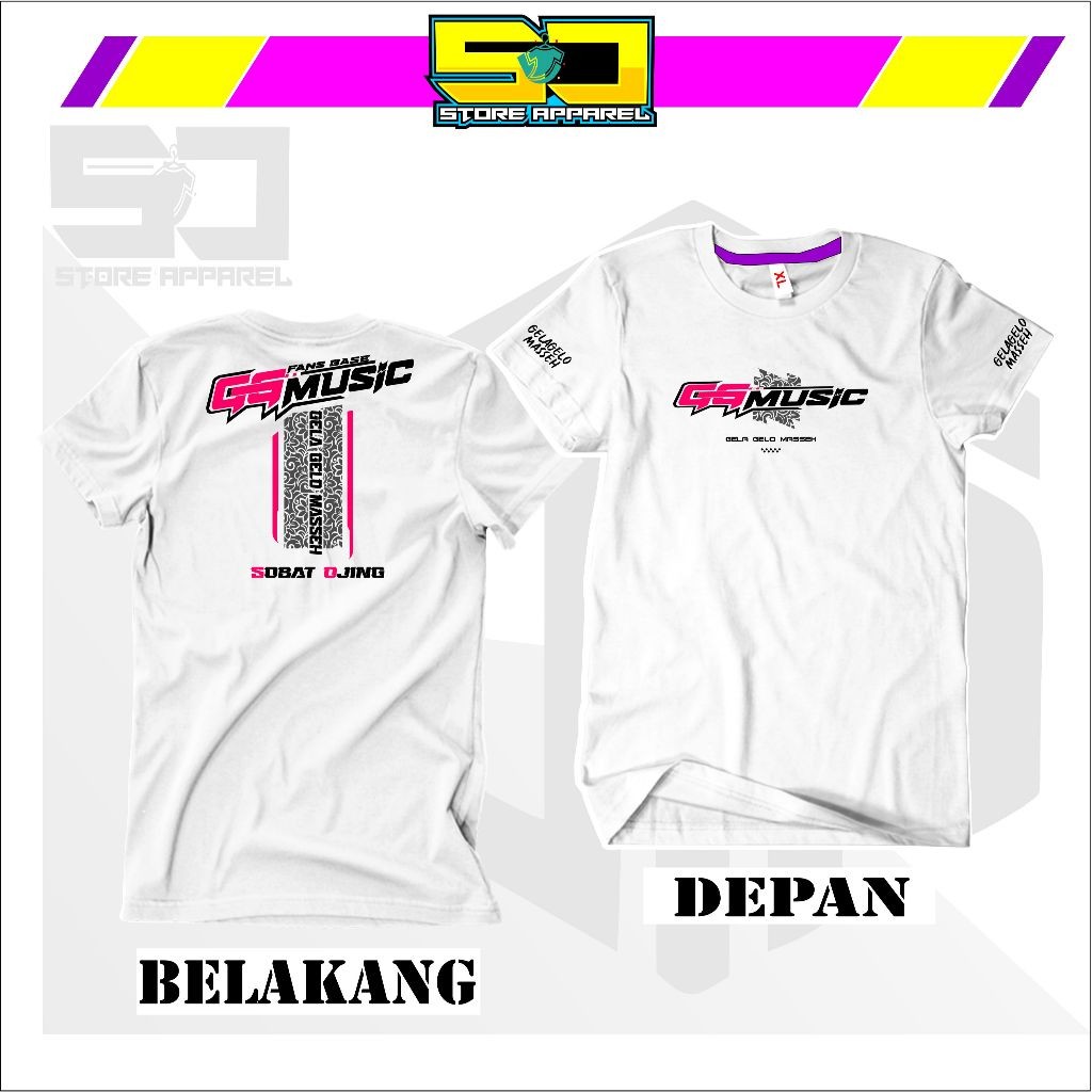Kaos GG Music - Gela Gelo Masseh - Kaos Orkes Plat K - Free Stiker GG Music - Kaos Dangdut Ojingan P