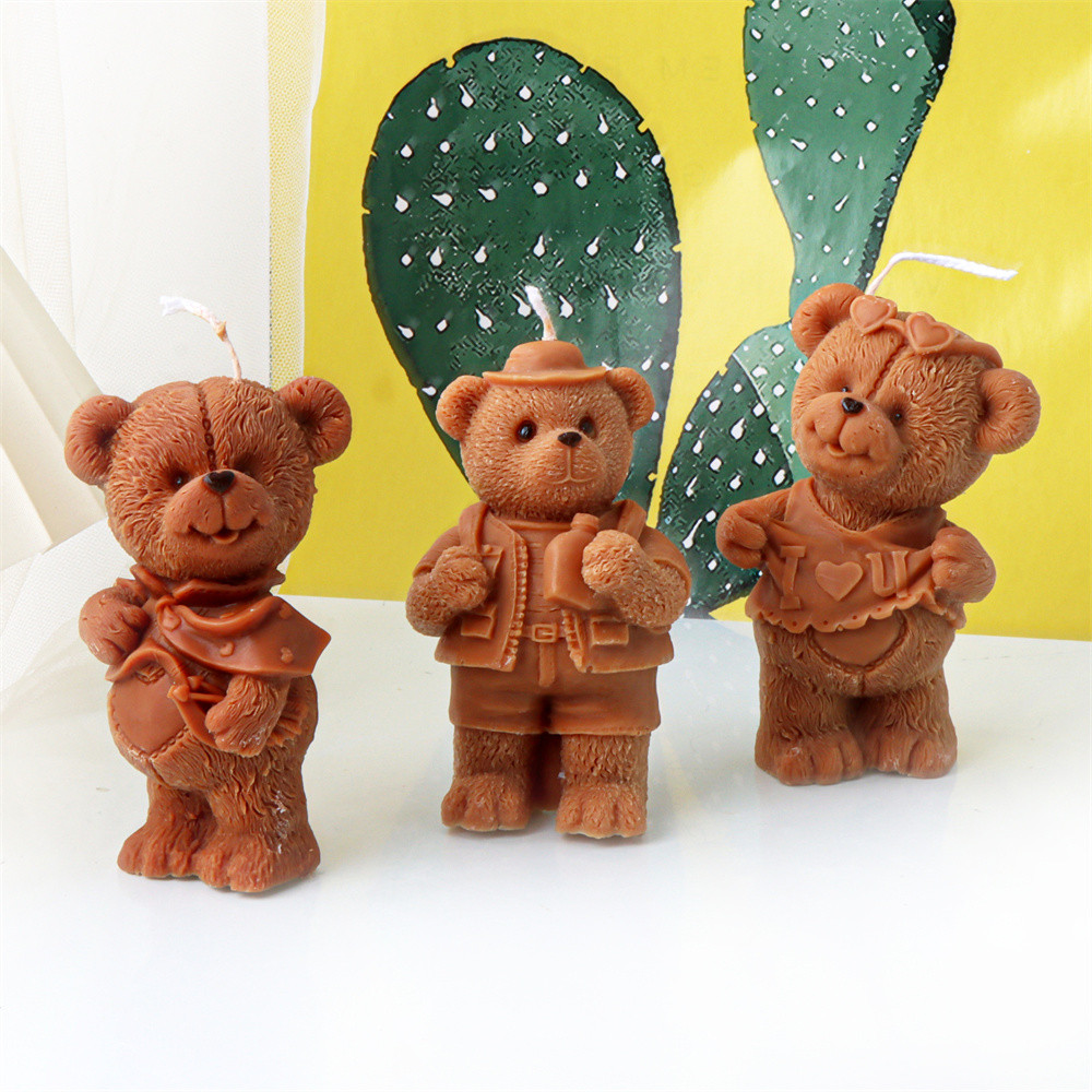 

3D Cartoon Bear Silicone Candle Mold DIY Bear Hug Love Pet Candle Making Supplies Birthday Party Wedding Gift Making Mold
