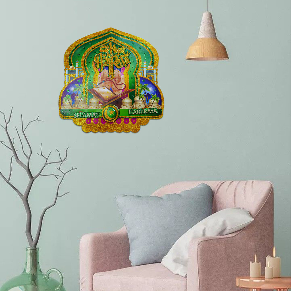 TEMPELAN DEKORASI DINDING BERTEMA IDUL FITRI UKURAN BESAR HIASAN RUMAH PERAYAAN HARI RAYA LEBARAN MI