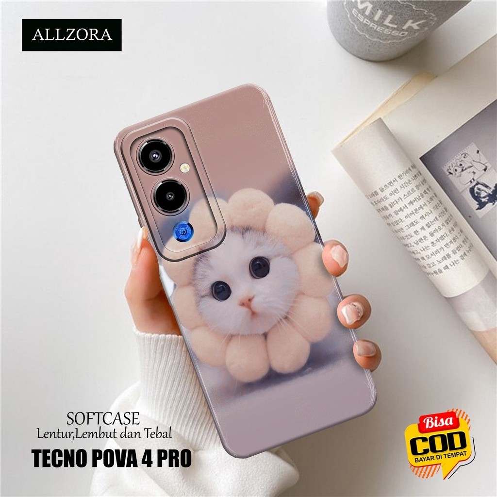 Softcase Hp Tecno Pova 4 Pro Terbaru - Casing Hp Tecno Pova 4 Pro Terbaru - Fashion Case KUCING - Ca