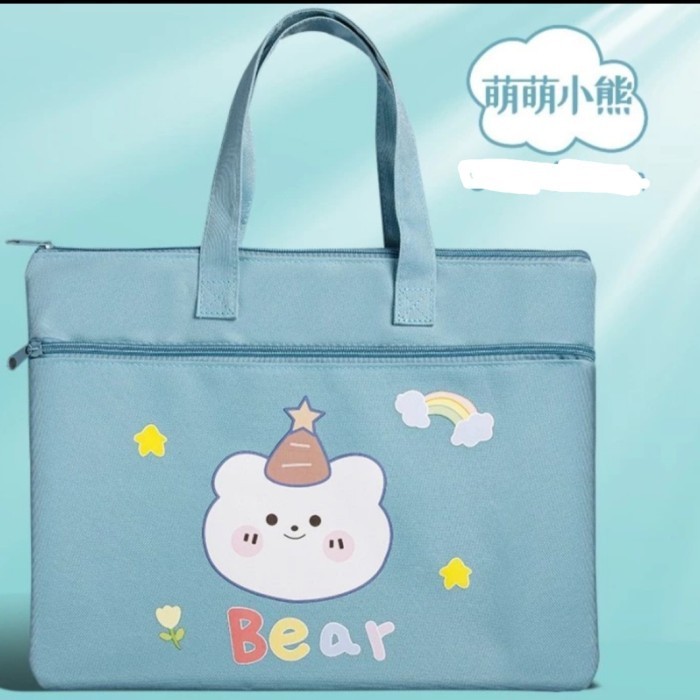 

tas kursus anak tote bag,folder bag,tas folder dokumen anak - bear tosca
