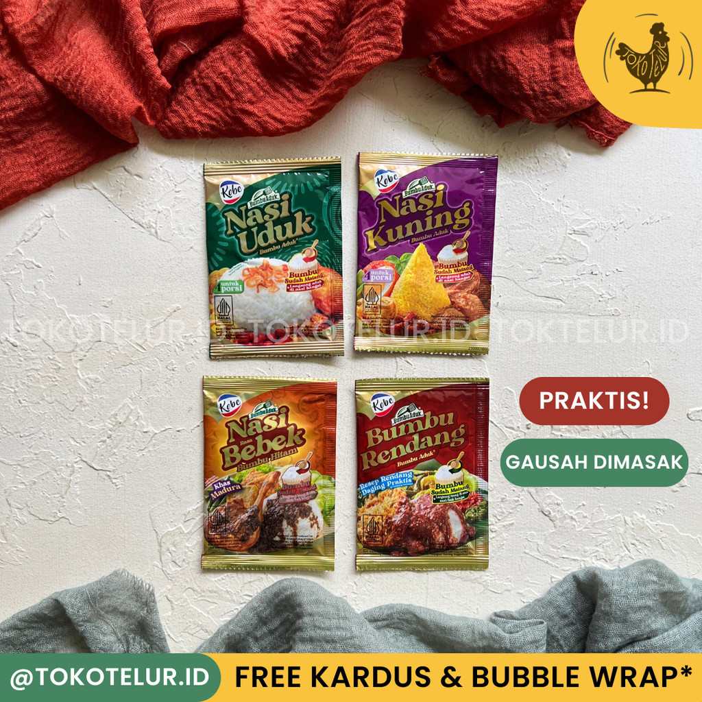 

KOBE - SACHET Bumbu INSTANT - NASI UDUK NASI KUNING NASI BEBEK BUMBU RENDANG | Bumbu Aduk 15Gram - Bumbu Sudah Matang-Nasi Bebek