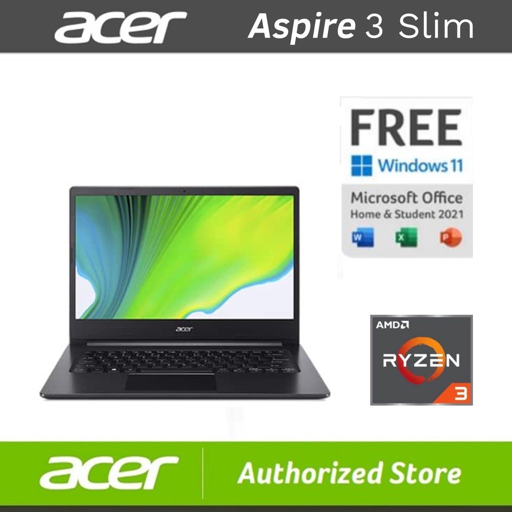 ACER Aspire 3 Slim A314-22 - AMD Ryzen 3-3250U RAM 4GB/8GB SSD 256GB 14" Windows 11 OHS