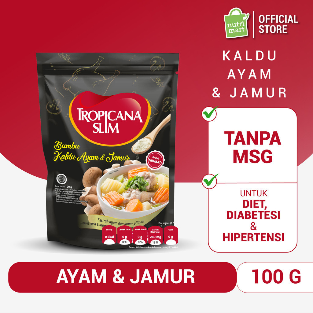 

FREE Gift - Tropicana Slim Bumbu Kaldu Ayam dan Jamur 100 gram - lebih rendah garam dan tanpa MSG