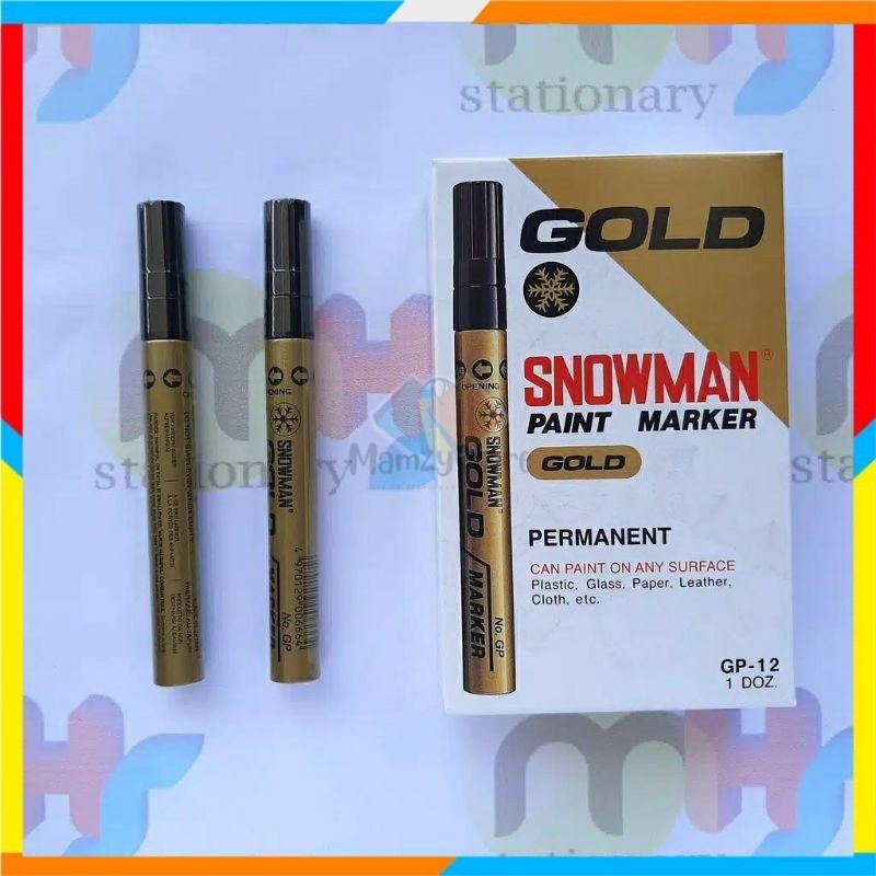 

SNOWMAN Spidol Gold marker Permanent ink Emas mata sedang 1Pcs saja