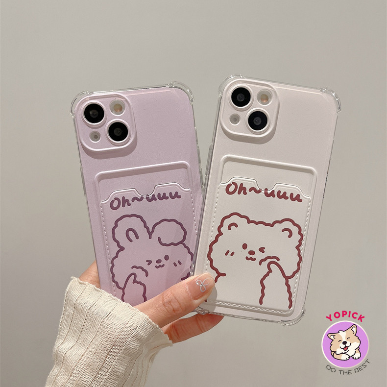 Line Rabbit Phone case can hold coins photos card inserts wallet Suitable for Vivo OPPO Iphone soft-